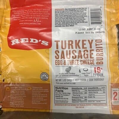 Turkey Sausage, Egg & Three Cheese Burrito