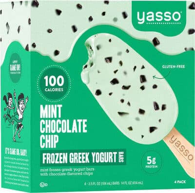 Mint Chocolate Chip Flavored Greek Yogurt Bars