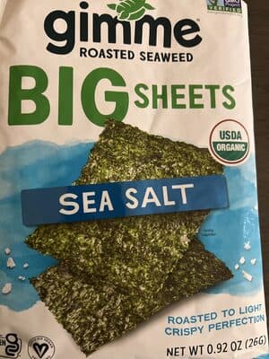 Gimme Organic Roasted Seaweed Full Sheets Sea Salt