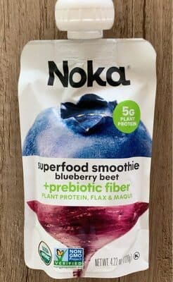 Organic Blueberry / Beet Maqui Berry / Banana / Apple / Lemon Flax & Plant Protein Superfood Smoothie