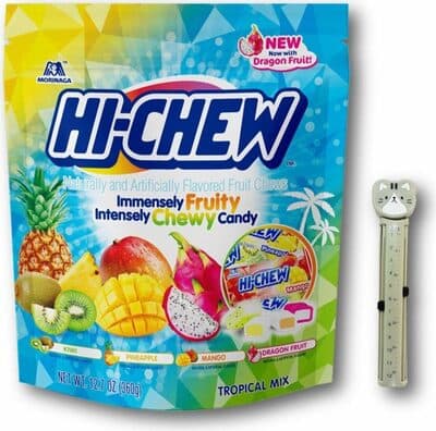 Tropical Mix Flavored Fruit Chews Candy, Kiwi Pineapple Mango Dragon Fruit