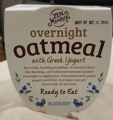 Blueberry Overnight Oatmeal With Greek Yogurt
