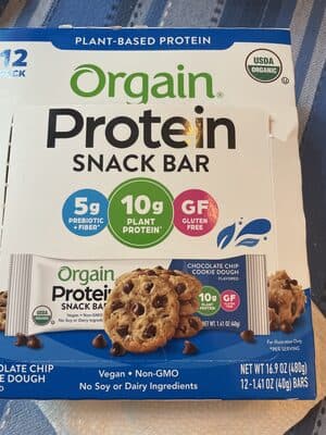 Chocolate Chip Cookie Dough Flavored Protein Snack Bars