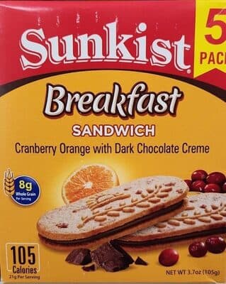Breakfast Sandwich Cranberry Orange with Dark Chocolate Creme