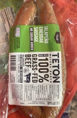Jalapeno Cheddar No Sugar Added 100% Grass-Fed Beef Sausage