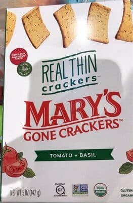 Tomato + Basil Organic Gluten Free Real Thin Crackers