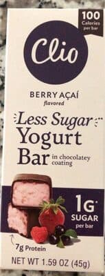 Clio Less Sugar Berry Acai Flavored Yogurt Bar
