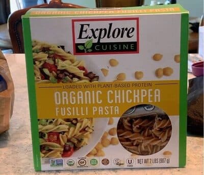 Organic chickpea high in protein fusilli pasta