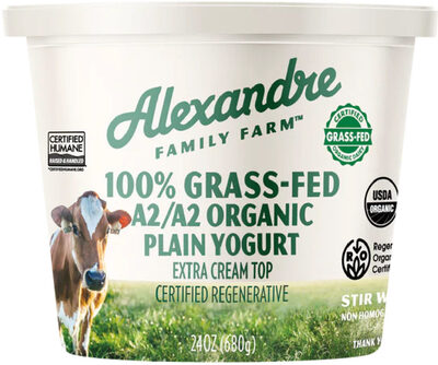 100% Grass Fed Organic Plain Yogurt