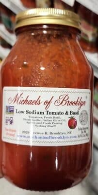 Low sodium tomato and basil sauce