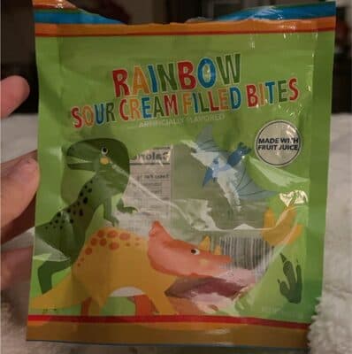 Rainbow sour cream filled bites