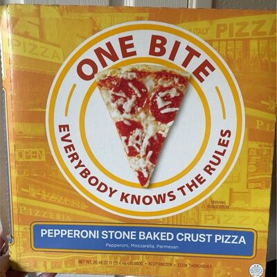 One bite pepperoni stone baked crust pizza