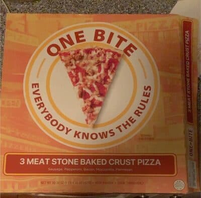 One bite 3 meat stone baked pizza