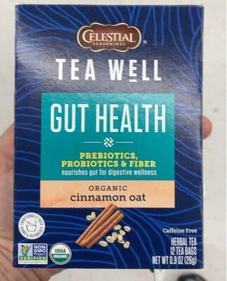 Cinnamon Oat Organic Gut Health Prebiotics, Probiotics & Fiber Caffeine Free Herbal Tea Bags