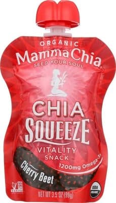 MAMMA CHIA, CHIA SQUEEZE, ORGANIC CHIA VITALITY SNACK, CHERRY BEET