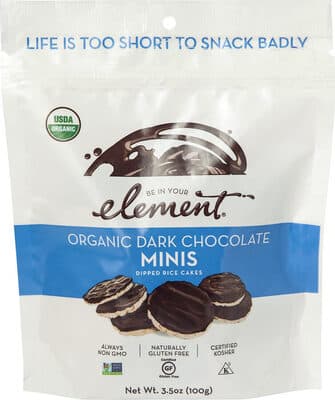 Minis Dipped Rice Cakes, Organic Dark Chocolate
