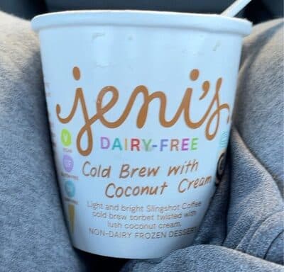 Cold Brew with Coconut Cream Light and Bright Slingshot Coffee Sorbet Twisted with Lush Coconut Cream. Non-Dairy Frozen Dessert