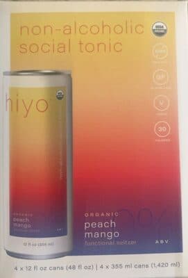 Hiyo organic peach mango functional seltzer
