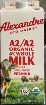 A2/A2 Organic 4% Whole Milk