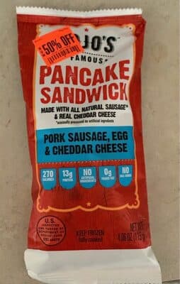 Pork Sausage, Egg & Cheddar Cheese Pancake Sandwich