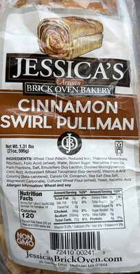 Jessica's Artisan Cinnamon Swirl Pullman Sliced Bread