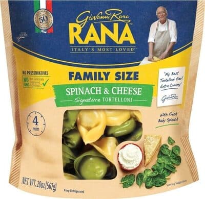 Creamy Ricotta Cheese & Fresh Baby Spinach Wrapped In Thin Pasta Tortelloni