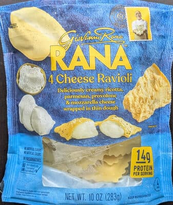 4 Cheese Ricotta, Romano, Mozzarella & Gorgonzola Cheeses - Classic Italian Recipe Ravioli