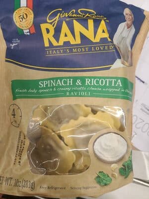 Spinach & Ricotta Fresh Baby Spinach & Creamy Ricotta Cheese Wrapped In Thin Pasta Ravioli