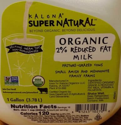 Organic 2% Reduced Fat Milk
