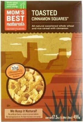 Toasted Cinnamon Squares Sweetened Whole Wheat and Rice Cereal with Cinnamon