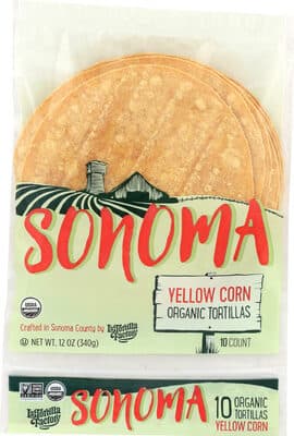 Organic tortillas yellow corn