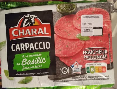 Carpaccio et sa marinade au Basilic