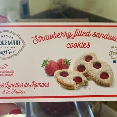 Strawberry filled sandwich cookies