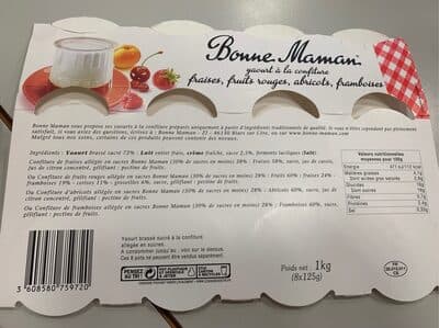 Bonne maman fraise fruits rouges abricot framboise
