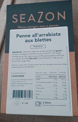 Penne all'arrabiata aux blettes