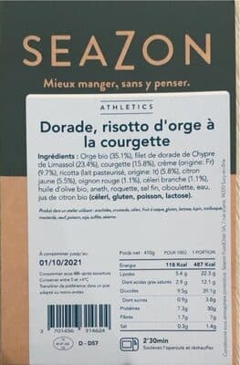 Dorade, risotto dorge la courgette