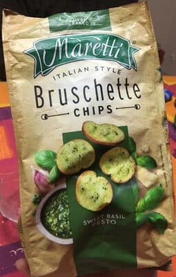 Oven Baked Bruschette Chips Sweet Basil Pesto