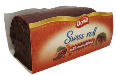 Swiss roll cocoa covered