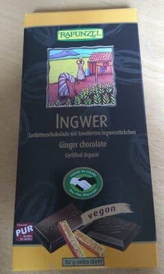 Ingwer - Zartbitterschokolade mit kandierten Ingwerstückchen - Ginger chocolate