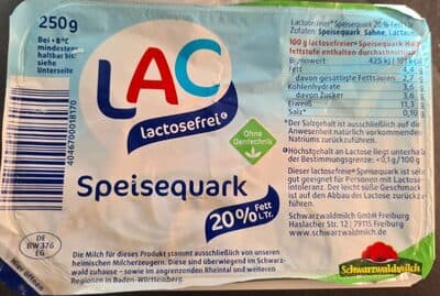 Speisequark 20% Fett i.Tr. Lactosefrei