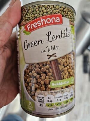 Green lentils in water
