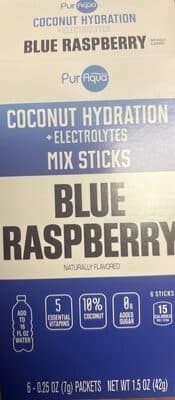 Coconut Hydration + Electrolytes Mix Sticks Blue Raspberry