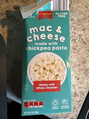 mac & cheese made with chickpea pasta
