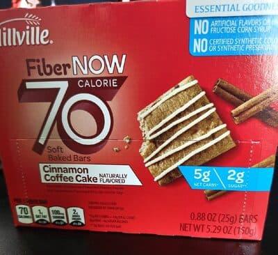 Fiber now soft baked bars, Cinnamon Coffee Cake flavor