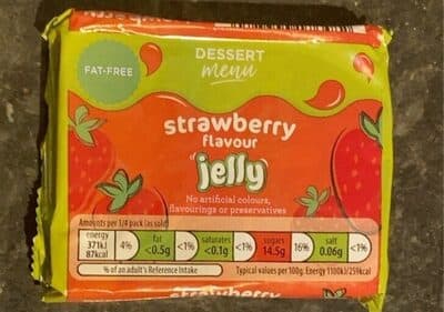 Desert menu strawberry flavour jelly
