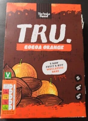 Tru cocoa orange raw fruit and nut wholefood bars