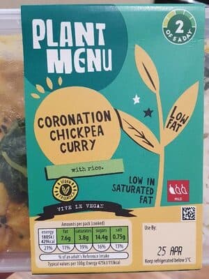 Coronation chickpea curry - Plant menu