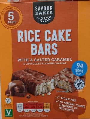 Rice Cake Bars with salted caramel and chocolate flavour coating