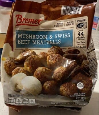 Mushroom & swiss beef meatballs