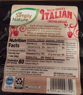 Mild Sweet Italian Chicken Sausage